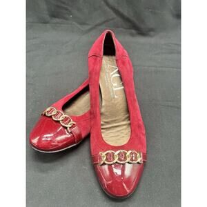 AGL Attilio Giusti Leombruni Red Wine Buckles Ballet Flats Size 39 Sz 8.5